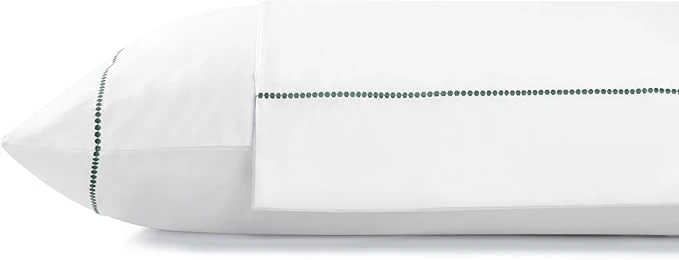 Fast Linen Home Cotton Percale Pearl Stitch Pillowcases King Size Olive Green 2 Pieces of Pillow Case Crisp and Cool Strong Bed Linen 20 inches X 40 inches Versatile