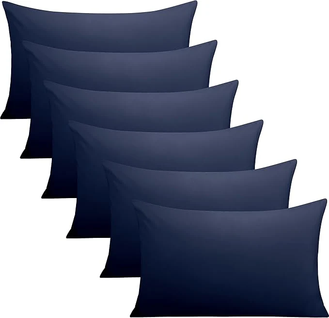 First-Class FLXXIE 6 Pack Microfiber Queen Pillowcases Ultra Soft and Wrinkle Fade Resistant Pillow Cases with Envelope Closure 20x30 Inches Navy Exclusive
