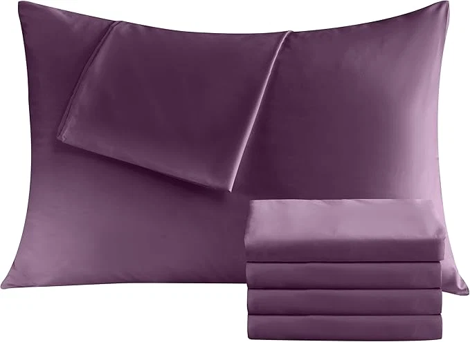 Professional Pillowcases Queen 4 Pack 20x30 Pillow Cases with Envelope Closure Soft Plain Brushed Microfiber Covers Breathable Wrinkle-Resistant Dark Purple Innovative