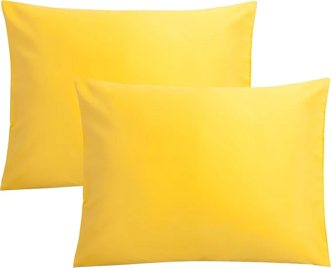 Responsible FLXXIE Pillow Cases Standard Size Soft Microfiber Pillow Covers with Envelope Closure Wrinkle Stain Resistant Pillowcases 2 Piece Set 20x26 Yellow Carefully Designed