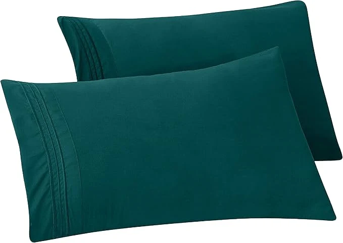 Long-Lasting Elegant Comfort Solid Pillowcases 1500 Premium Hotel Quality Microfiber - Smooth Weave Wrinkle and Fade Resistant Easy Slip-On 2-Piece Set King Pillowcase Marine Teal Excellent