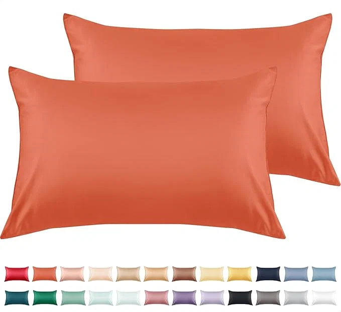 Natural Warmstar Cotton Pillow Cases Standard Size Set of 2 600 Thread Count Pillowcases 20x26 Inches Soft Long Staple Cotton Pillowcases Breathable with Envelope Closure Orange Enhanced