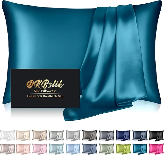 Easy-to-Use Mulberry Silk Pillow Cases Queen Size Silk Pillowcase for Hair and Skin Anti Acne Cooling Beauty Sleep Both Sides Natural Silk Satin Pillowcases with Hidden Zipper Gifts for Women Men Teal Flexible