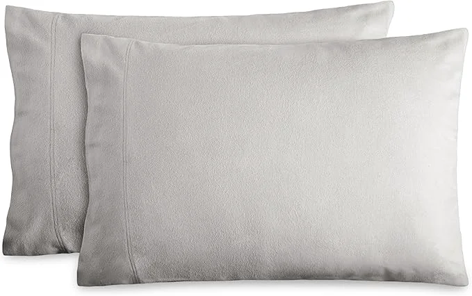 Elegant Bare Home Flannel Standard Pillowcases Set of 2- Cotton - Velvety Soft amp Cozy - Double Brushed Heavyweight Flannel Pillowcases Standard Pillowcase Set of 2 Light Grey Flexible