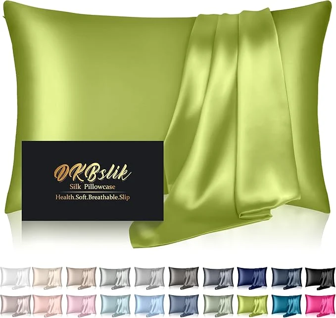 First-Class Mulberry Silk Pillow Cases Queen Size Silk Pillowcase for Hair and Skin Both Sides Natural Silk Satin Pillowcase for Sleeping Women with Zipper Gifts for Women Men Olive Green Carefully Designed