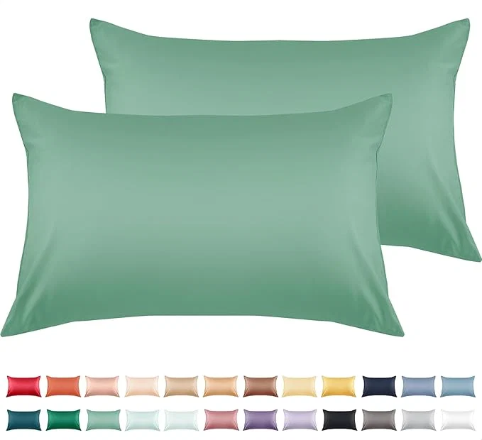 Stylish Warmstar Cotton Pillow Cases Queen Size Set of 2 600 Thread Count Pillowcases 20x30 Inches Soft Long Staple Cotton Pillowcases Breathable with Envelope Closure Zephyr Green Smart