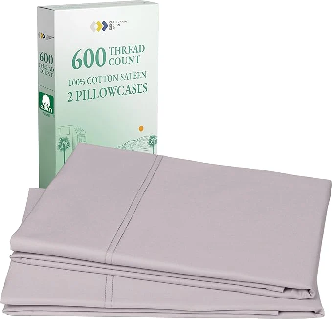 Responsible Luxuriously Soft Premium 600 Thread Count Cotton Set of 2 Cases Crisp King Size Pillow Covers Set of 2 Fits King Pillows Lavender Casual
