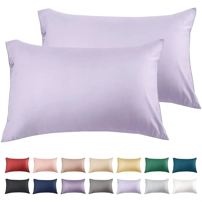 Solid Warmstar Cotton Pillow Cases Queen Size Set of 2 600 Thread Count Pillowcases 20x30 Inches Soft Long Staple Cotton Pillowcases Breathable with Envelope Closure Lavender Enhanced