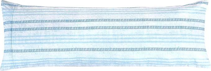 Pure Elegant Comfort Ultra Soft 1-Piece Set Striped Print Pillowcases - 1500 Premium Hotel Quality Microfiber Soft and Smooth Hidden Zipper Closure 1-Piece Pillow Covers - Body Pillowcase Traci Aqua