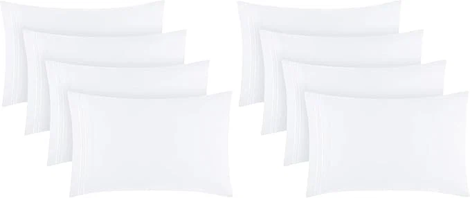 Convenient Mellanni Pillow Cases Set - 4 PC Iconic Collection Pillowcases - Hotel Luxury Extra Soft Cooling Pillow Covers - Wrinkle Fade Stain Resistant Standard Queen 20 quot x 30 quot White Pack of 2 Reusable