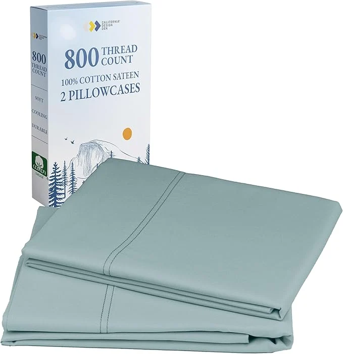 Proven Heirloom Soft Smooth amp Thick 800 Thread Count Cotton Sateen 2 Pillow Cases King Size Fits King Pillows Soft Teal