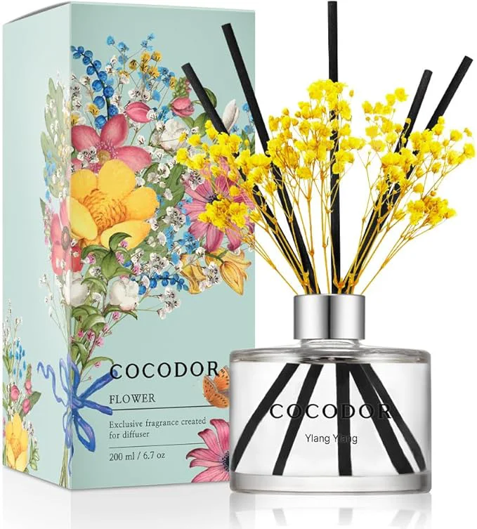 Quality COCODOR Flower Reed Diffuser Set 6.7oz Ylang Ylang Scent Diffuser Convenient