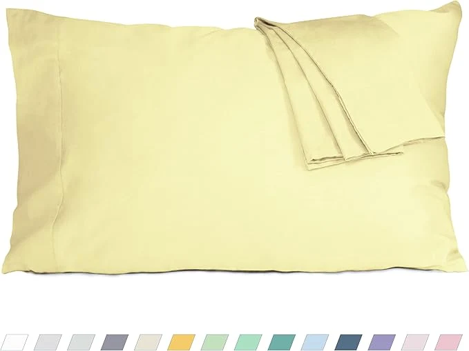 High-Grade Pillow Cases King Size Cotton Percale Weave Pillowcases Pre-Shrunk Breathable and Hypoallergenic Pillowcases Set of 2 2 Piece King 20 Inch x 40 Inch Beige Minimalist