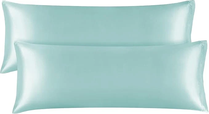 Flexible BEDELITE Satin Body Pillow Cover 2 Pack Super Soft and Cooling Body Pillow Pillowcase for Hair and Skin Breathable Silky Full Long Pillowcase Cover 20 quot x54 quot Blue Grey Effective