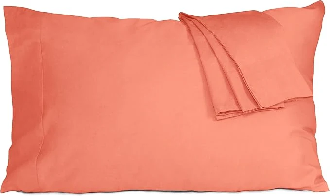 Effective Pillow Cases King Size Cotton Percale Weave Pillowcases Pre-Shrunk Breathable and Hypoallergenic Pillowcases Set of 2 2 Piece King 20 Inch x 40 Inch Coral Fine