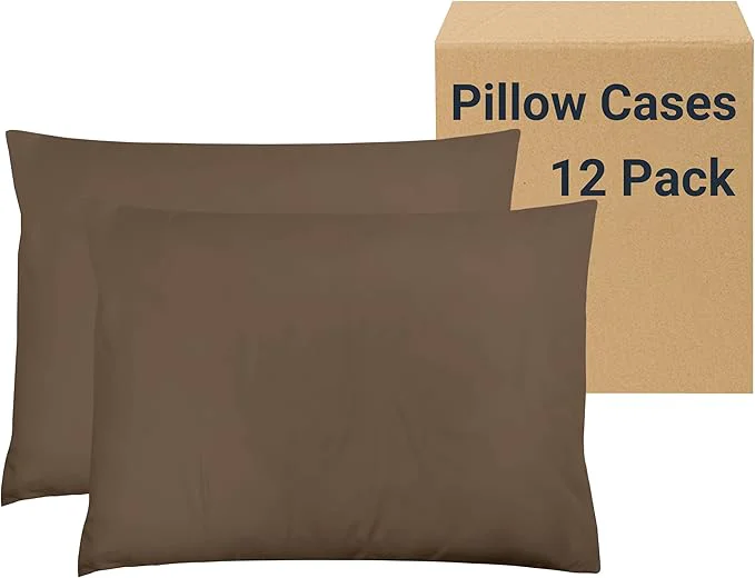 Powerful ZPECC Pillow Cases Standard Size Set of 12 20x26 Envelope Closure Pillowcases Soft Plain Brushed Microfiber Covers Hypoallergenic Breathable Brown Flexible