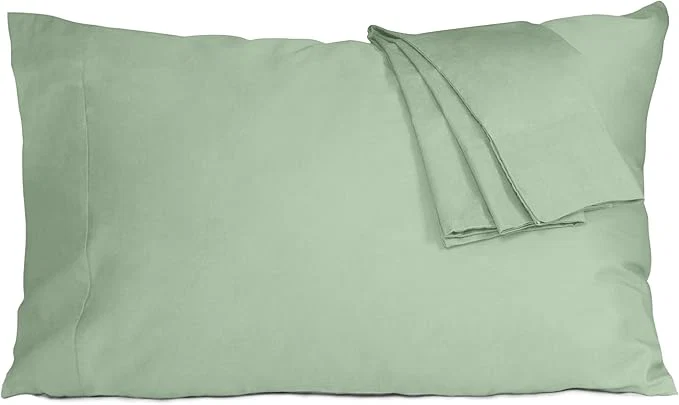 Pure Pillow Cases King Size Cotton Percale Weave Pillowcases Pre-Shrunk Breathable and Hypoallergenic Pillowcases Set of 2 2 Piece King 20 Inch x 40 Inch Sage Green