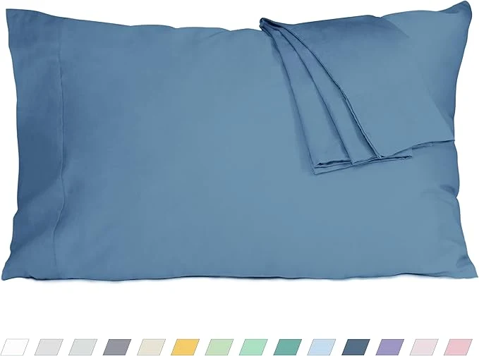 Soft Pillow Cases Standard Queen Size Cotton Percale Weave Pillowcases Pre-Shrunk Breathable and Hypoallergenic Pillowcases Set of 2 2 Piece Standard Queen 20 Inch x 30 Inch Moonlight Blue Fashionable
