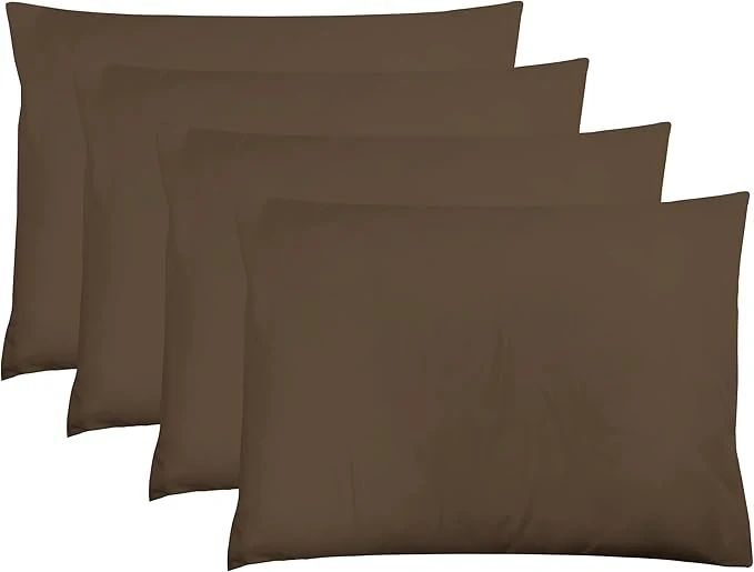 Stylish ZPECC Pillow Cases Queen Size Set of 4 20x30 Envelope Closure Pillowcases Soft Plain Brushed Microfiber Covers Hypoallergenic Breathable Brown Fashionable