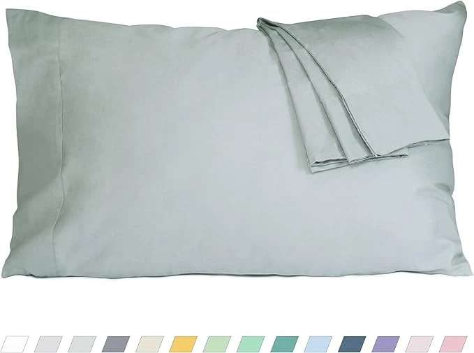 Stylish Pillow Cases King Size Cotton Percale Weave Pillowcases Pre-Shrunk Breathable and Hypoallergenic Pillowcases Set of 2 2 Piece King 20 Inch x 40 Inch Storm Gray Safe