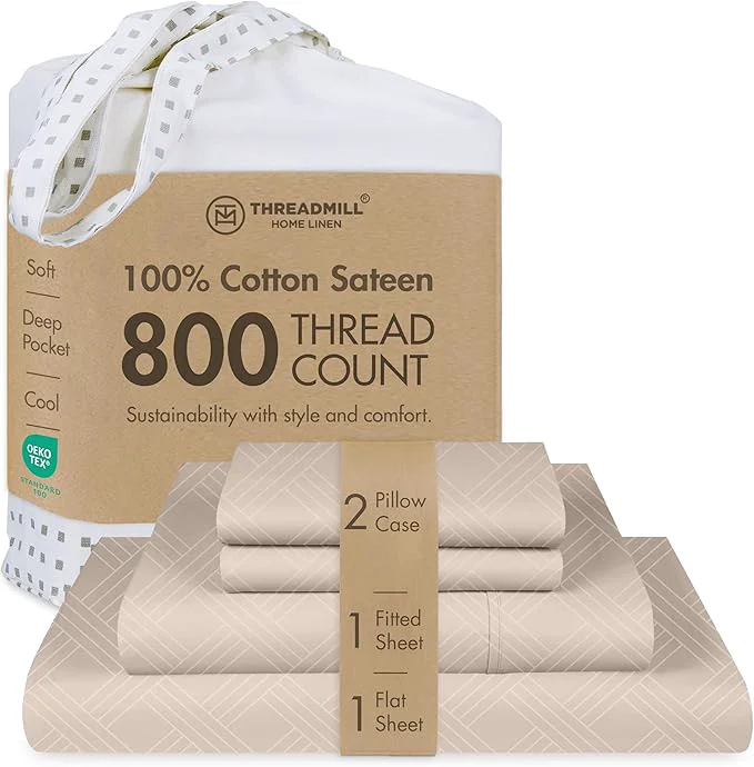 Elite Threadmill King Size Sheets for King Mattress 800 Thread Count Jacquard Celine Light Beige Better Than Egyptian Cotton 4 Pc Bed Sheets Damask Sheet Fits 16 39 39 Deep Pocket Cotton Sheets Effective