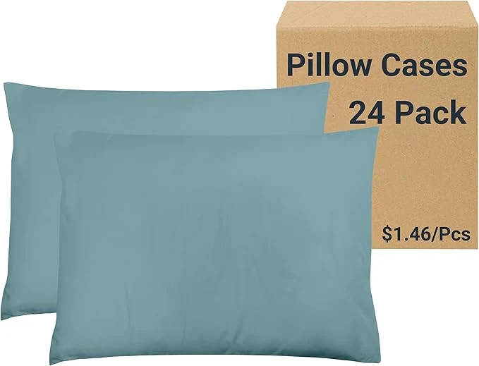 Elegant ZPECC Pillow Cases Bulk 24 Pack - King Pillowcases with Envelope Closure Soft Brushed Microfiber Pillow Cover for Hotel Airb amp bs Hospital Bedding Essential Grayish Blue Casual