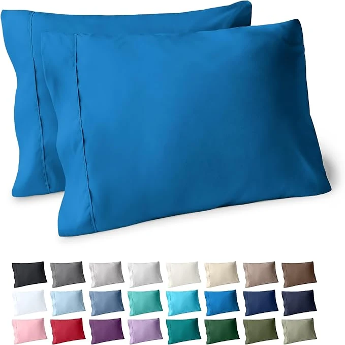 Premium Bare Home Microfiber Pillow Cases - King Size Set of 2 - Cooling Pillowcases - Double Brushed - Medium Blue Pillowcases 2 Pack - Easy Care King Pillowcase Set of 2 Medium Blue Genuine