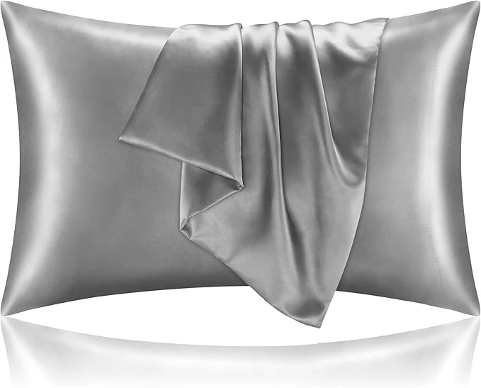 Organic BEDELITE Satin Pillowcase for Hair and Skin Super Soft and Cooling Similar to Silk Pillow Cases 2 Pack with Envelope Closure Gift for Women Men 20 quot x40 quot King Size Grey Genuine