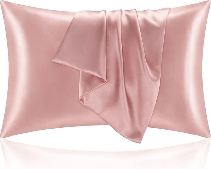 Excellent BEDELITE Satin Pillowcase with Zipper 2 Pack Rose Pink Pillow Cases Standard Size Super Soft and Cooling Similar to Silk Pillow Cases Gift for Women Men 20x26 Inches Comfortable