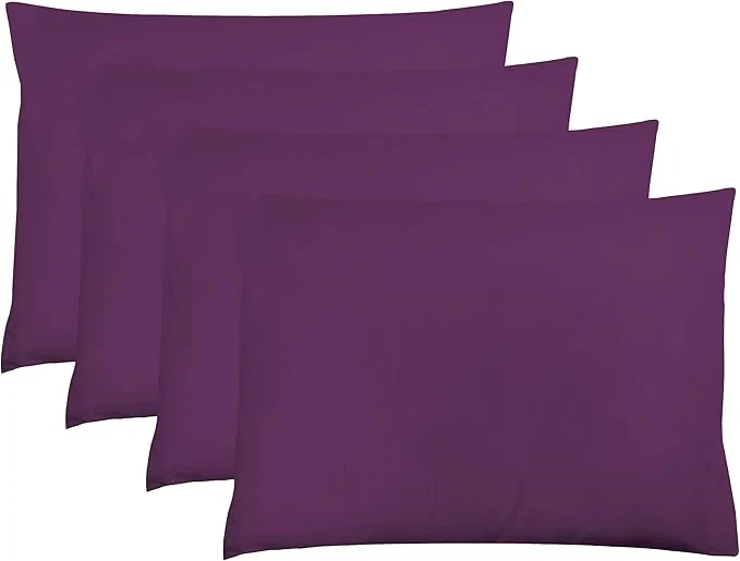 Official ZPECC Pillow Cases Queen Size Set of 4 20x30 Envelope Closure Pillowcases Soft Plain Brushed Microfiber Covers Hypoallergenic Breathable Dark Purple Environmentally Friendly