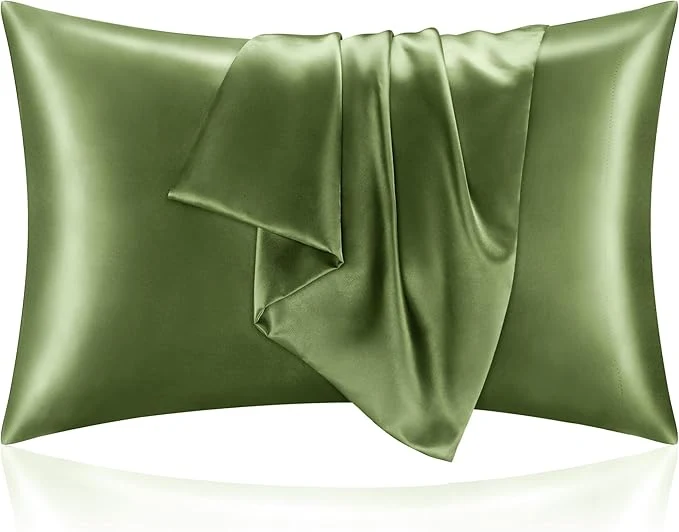 Powerful BEDELITE Satin Pillowcase for Hair and Skin Super Soft and Cooling Similar to Silk Pillow Cases 2 Pack with Envelope Closure Gift for Women Men 20 quot x30 quot Queen Size Cedar Green High-End