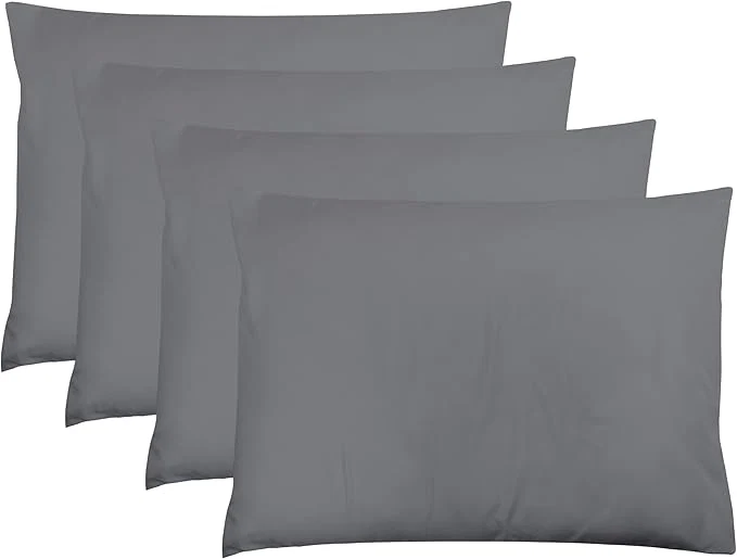 Reliable ZPECC Dark Gray Pillow Cases Standard Size Set of 4 20x26 Envelope Closure Pillowcases Soft Plain Brushed Microfiber Covers Hypoallergenic Breathable Specialty