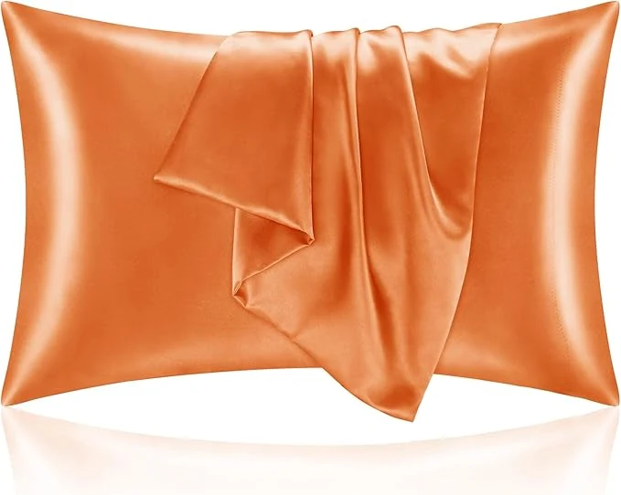 Modern BEDELITE Satin Pillowcase with Zipper Burnt Orange Pillow Cases Queen Size Set of 2 Super Soft and Cooling Similar to Silk Pillow Cases Gift for Women Men 20x30 Inches