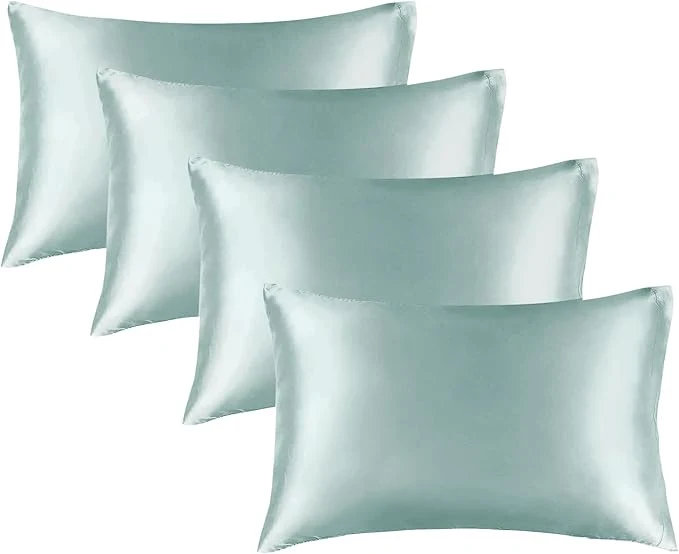 Premium BEDELITE Satin Pillowcase for Hair and Skin Super Soft Similar to Silk Pillow Cases 4 Pack with Envelope Closure Cooling Pillowcases for Women Men 20 quot x36 quot King Size Haze Blue Specialty