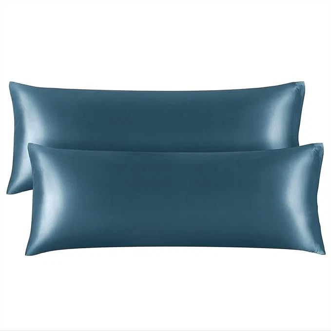 Dependable BEDELITE Satin Body Pillow Cover 2 Pack Super Soft and Cooling Body Pillow Pillowcase for Hair and Skin Breathable Silky Full Long Pillowcase Cover 20 quot x54 quot Bluesteel Modern