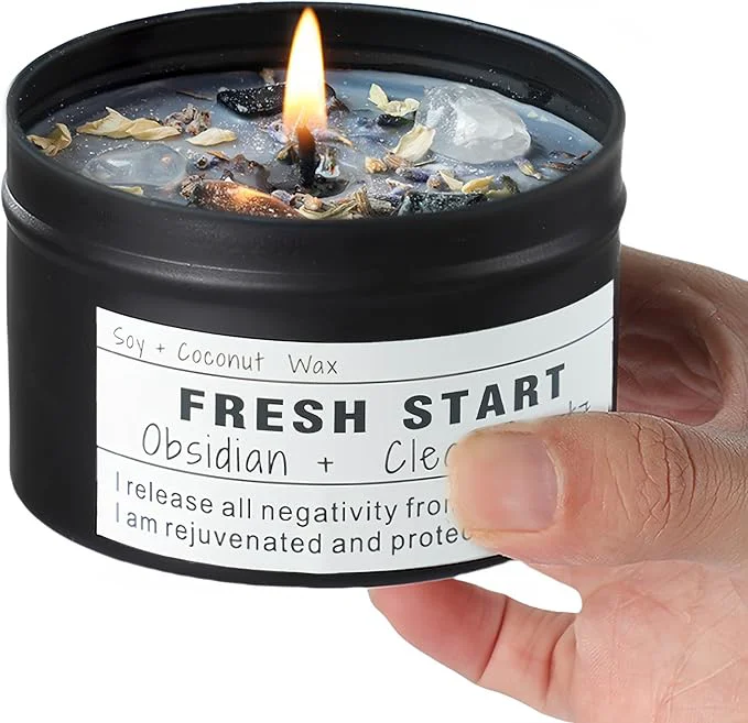 Enhanced Crystal Candles Healing Candles Mind-Body Meditation Gifts to User-Friendly