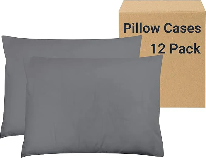 Durable ZPECC Pillow Cases King Size Set of 12 20x36 Envelope Closure Pillowcases Soft Plain Brushed Microfiber Covers Hypoallergenic Breathable Gray Exceptional