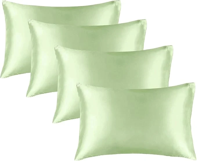 High-End BEDELITE Satin Pillowcase for Hair and Skin Super Soft Similar to Silk Pillow Cases 4 Pack with Envelope Closure Cooling Pillowcases for Women Men 20 quot x40 quot King Size Gleam Green