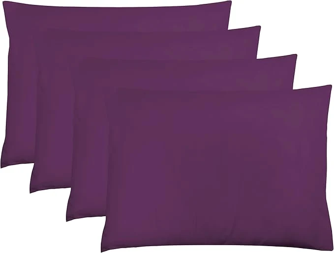 Durable ZPECC Pillow Cases Standard Size Set of 4 20x26 Envelope Closure Pillowcases Soft Plain Brushed Microfiber Covers Hypoallergenic Breathable Dark Purple Green