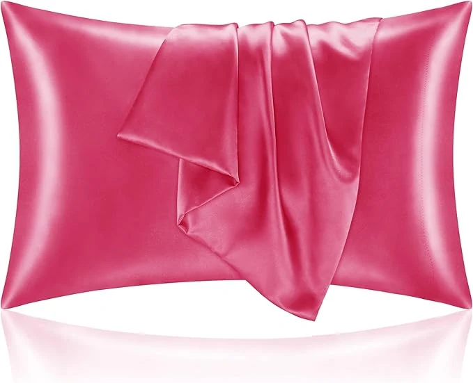 Modern BEDELITE Satin Pillowcase for Hair and Skin Super Soft and Cooling Similar to Silk Pillow Cases 2 Pack with Envelope Closure Gift for Women Men 20 quot x30 quot Queen Size Hot Pink Efficient
