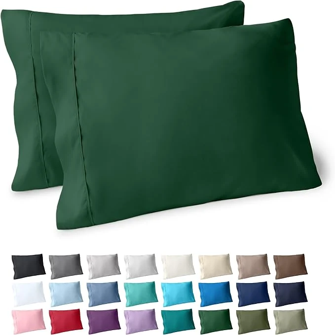 Verified Bare Home Microfiber Pillow Cases - King Size Set of 2 - Cooling Pillowcases - Double Brushed - Forest Green Pillowcases 2 Pack - Easy Care King Pillowcase Set of 2 Forest Green Practical