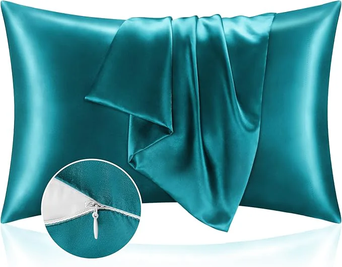 Top-Quality BEDELITE Satin Pillowcase with Zipper Teal Pillow Cases Queen Size Set of 2 Super Soft and Cooling Similar to Silk Pillow Cases Gift for Women Men 20x30 Inches Specialty