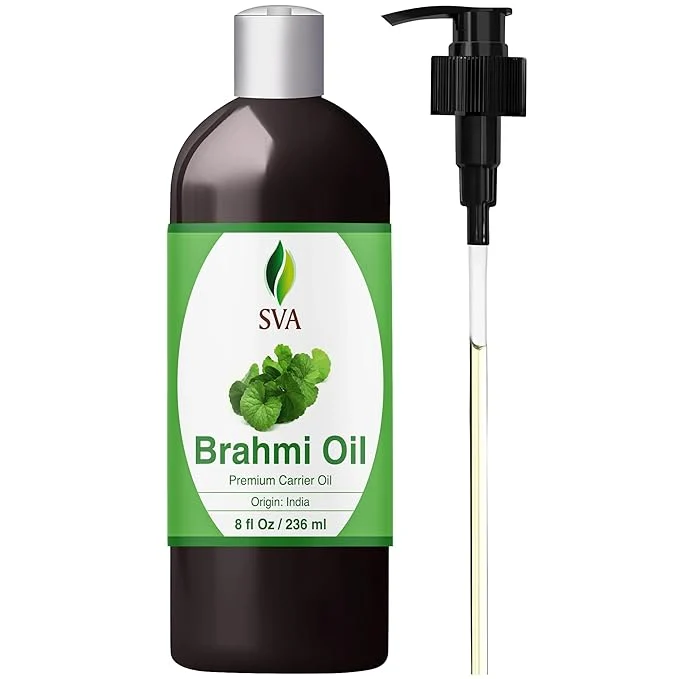 SVA Brahmi Oil - 8 Fl Oz – Natural Cold Pressed Brahmi Oil - Lightweight