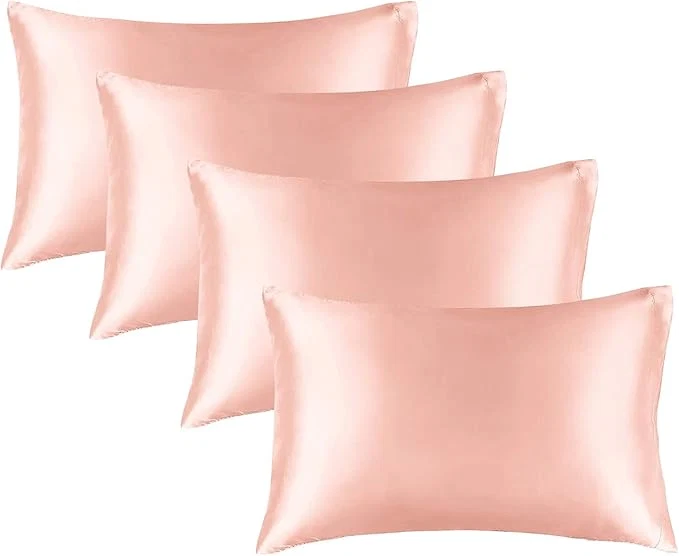Selected BEDELITE Satin Pillowcase for Hair and Skin Super Soft Similar to Silk Pillow Cases 4 Pack with Envelope Closure Cooling Pillowcases for Women Men 20 quot x30 quot Queen Size Coral Consistent