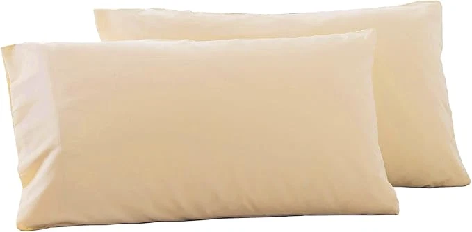 Genuine Microfiber Standard Bed Pillowcases 2 Pack Super Soft Bed Pillow Covers Envelope Closure Wrinkle Fade and Stain Resistant 20x26 Beige Official