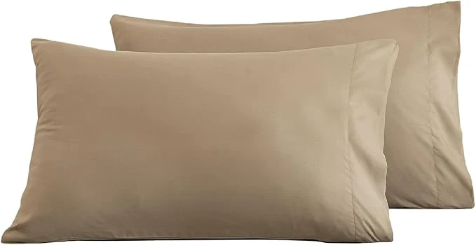 Detailed Microfiber Standard Bed Pillowcases 2 Pack Super Soft Bed Pillow Covers Envelope Closure Wrinkle Fade and Stain Resistant 20x26 Dark Beige Safe