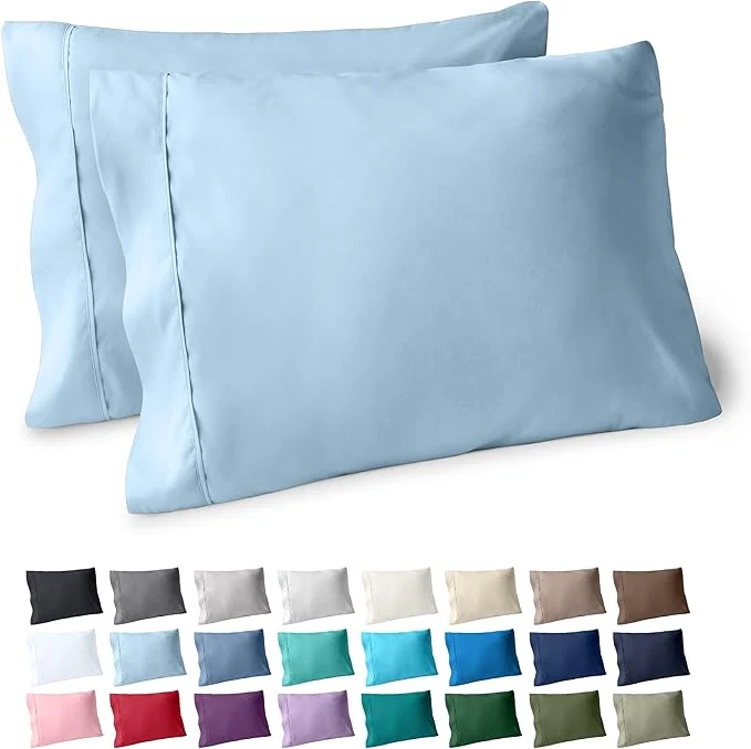 Luxury Bare Home Microfiber Pillow Cases - King Size Set of 2 - Cooling Pillowcases - Double Brushed - Light Blue Pillowcases 2 Pack - Easy Care King Pillowcase Set of 2 Light Blue Outstanding