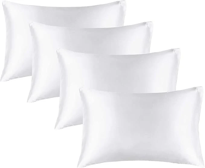 Dependable BEDELITE Satin Pillowcase for Hair and Skin Super Soft Similar to Silk Pillow Cases 4 Pack with Envelope Closure Cooling Pillowcases for Women Men 20 quot x36 quot King Size White Original
