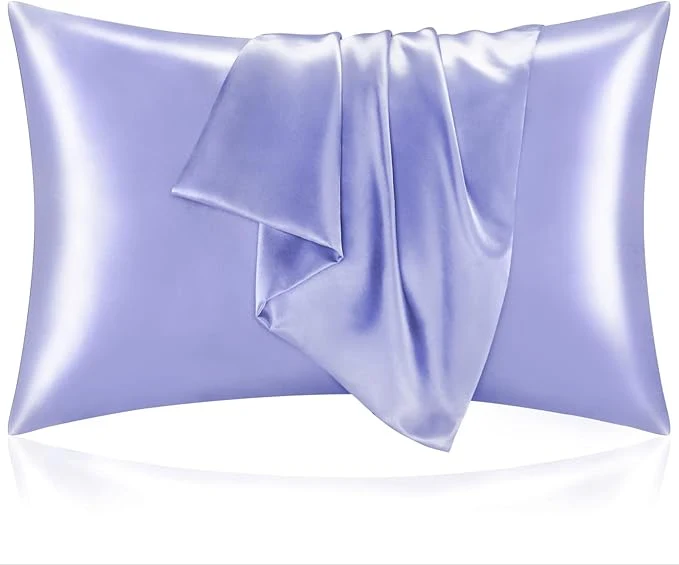 Advanced BEDELITE Satin Pillowcase for Hair and Skin Super Soft and Cooling Similar to Silk Pillow Cases 2 Pack with Envelope Closure Gift for Women Men 20 quot x26 quot Standard Size Lilac Certified