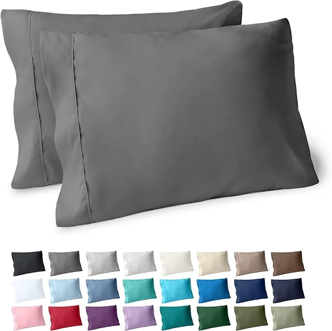 High-End Bare Home Microfiber Pillow Cases - King Size Set of 2 - Cooling Pillowcases - Double Brushed - Grey Pillowcases 2 Pack - Easy Care King Pillowcase Set of 2 Grey Trusted